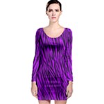 Purple Zebra Animal Print Fur  Long Sleeve Bodycon Dress