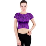 Purple Zebra Animal Print Fur  Crew Neck Crop Top