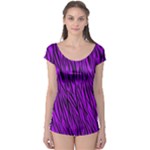 Purple Zebra Animal Print Fur  Boyleg Leotard (Ladies)