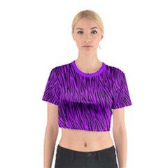 Purple Zebra Animal Print Fur Cotton Crop Top from ArtsNow.com