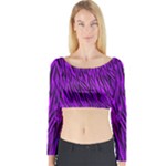 Purple Zebra Animal Print Fur Long Sleeve Crop Top (Tight Fit)