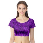 Purple Zebra Animal Print Fur  Short Sleeve Crop Top (Tight Fit)