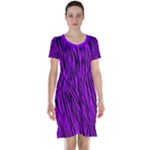 Purple Zebra Animal Print Fur  Short Sleeve Nightdress