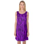 Purple Zebra Animal Print Fur Sleeveless Satin Nightdress