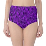 Purple Zebra Animal Print Fur  High-Waist Bikini Bottoms