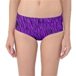 Purple Zebra Animal Print Fur Mid-Waist Bikini Bottoms