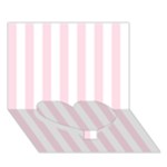 Vertical Stripes - White and Piggy Pink Heart Bottom 3D Greeting Card (7x5)