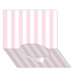 Vertical Stripes - White and Piggy Pink Circle Bottom 3D Greeting Card (7x5)