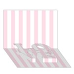 Vertical Stripes - White and Piggy Pink LOVE Bottom 3D Greeting Card (7x5)