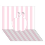 Vertical Stripes - White and Piggy Pink Apple 3D Greeting Card (7x5)