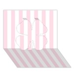 Vertical Stripes - White and Piggy Pink Clover 3D Greeting Card (7x5)