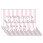 Vertical Stripes - White and Piggy Pink Merry Xmas 3D Greeting Card (8x4)