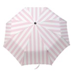 Vertical Stripes - White and Piggy Pink Folding Umbrella