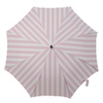 Vertical Stripes - White and Piggy Pink Hook Handle Umbrella (Small)