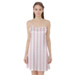 Vertical Stripes - White and Pale Pink Satin Night Slip