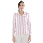 Vertical Stripes - White and Pale Pink Wind Breaker (Women)