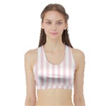 Vertical Stripes - White and Pale Pink Women s Sports Bra with Border