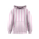 Vertical Stripes - White and Classic Rose Pink Kid s Pullover Hoodie