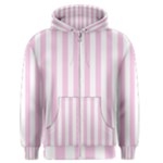 Vertical Stripes - White and Classic Rose Pink Men s Zipper Hoodie