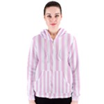 Vertical Stripes - White and Classic Rose Pink Women s Zipper Hoodie