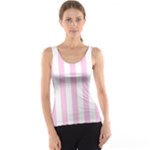 Vertical Stripes - White and Classic Rose Pink Tank Top