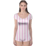 Vertical Stripes - White and Classic Rose Pink Boyleg Leotard (Ladies)