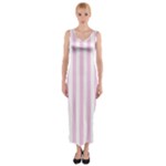 Vertical Stripes - White and Classic Rose Pink Fitted Maxi Dress