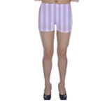 Vertical Stripes - White and Classic Rose Pink Skinny Shorts