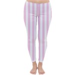 Vertical Stripes - White and Classic Rose Pink Winter Leggings