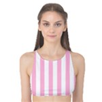 Vertical Stripes - White and Cotton Candy Pink Tank Bikini Top