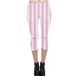 Vertical Stripes - White and Cotton Candy Pink Capri Leggings