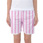 Vertical Stripes - White and Cotton Candy Pink Women s Basketball Shorts