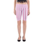 Vertical Stripes - White and Cotton Candy Pink Yoga Cropped Leggings