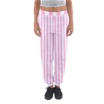 Vertical Stripes - White and Cotton Candy Pink Women s Jogger Sweatpants