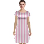 Vertical Stripes - White and Cotton Candy Pink Cap Sleeve Nightdress