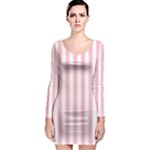 Vertical Stripes - White and Pink Long Sleeve Bodycon Dress