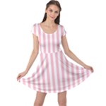 Vertical Stripes - White and Pink Cap Sleeve Dress