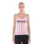 Vertical Stripes - White and Cherry Blossom Pink Spaghetti Strap Top