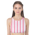 Vertical Stripes - White and Cherry Blossom Pink Tank Bikini Top