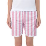 Vertical Stripes - White and Cherry Blossom Pink Women s Basketball Shorts