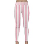 Vertical Stripes - White and Cherry Blossom Pink Yoga Leggings