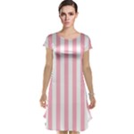 Vertical Stripes - White and Cherry Blossom Pink Cap Sleeve Nightdress