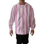 Vertical Stripes - White and Cherry Blossom Pink Hooded Wind Breaker (Kids)