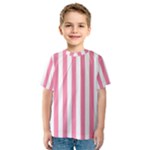 Vertical Stripes - White and Flamingo Pink Kid s Sport Mesh Tee