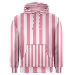 Vertical Stripes - White and Flamingo Pink Men s Pullover Hoodie