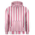 Vertical Stripes - White and Flamingo Pink Men s Zipper Hoodie