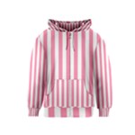 Vertical Stripes - White and Flamingo Pink Kid s Zipper Hoodie