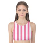 Vertical Stripes - White and Flamingo Pink Tank Bikini Top