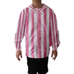 Vertical Stripes - White and Flamingo Pink Hooded Wind Breaker (Kids)