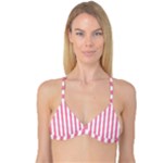 Vertical Stripes - White and Flamingo Pink Reversible Tri Bikini Top